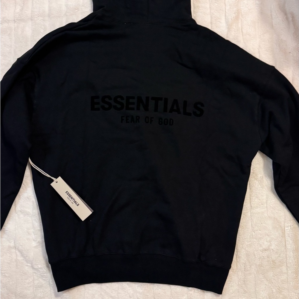 Fear of God Essentials Black Stretch Limo Hoodie